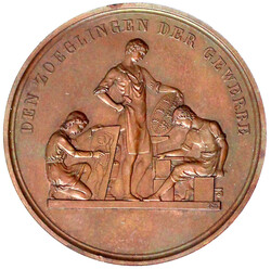 Bronzemedaille o.J. v. Schwenzer, DEN ZOEGLINGEN DER GEWERBE. 43 mm. ...