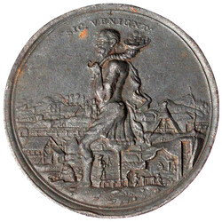 Eisenmedaille o.J.(1686) ohne Signatur. SIC VENIUNT, Saturn l. mit ...