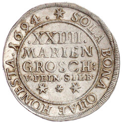 XXIIII Mariengroschen Feinsilber 1694, Zellerfeld. Wilder Mann. ...