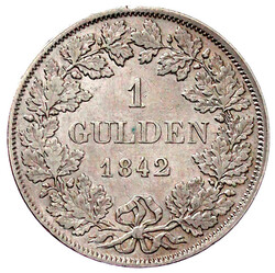 Gulden 1842. Ohne Doell. gutes sehr schön, kl. Randfehler Ex. der F ...