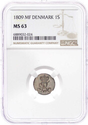 Skilling 1809 MF. Im NGC-Blister mit Grading MS 63. fast Stempelglanz ...