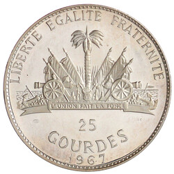 25 Gourdes (Feinsilber 117,6 g.) 1967. Kunsthandwerk. In Kapsel. ...