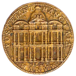 Bronzemedaille 1624 von Pierre Regnier. Ausbau des Louvre. 33 mm. ...