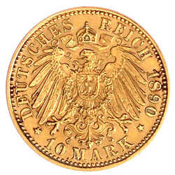 10 Mark 1890 A. fast vorzüglich, etwas berieben