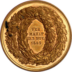 Vergoldete Bronzemedaille 1849 von Wilck. Vermählung der Prinzessin ...