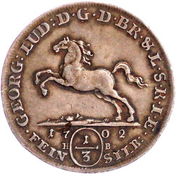1/3 Ausbeutetaler Feinsilber 1702 HB, Clausthal. Ausbeute der Grube ...