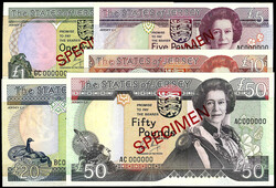 SPECIMEN-Serie zu 1, 5, 10, 20 und 50 Pounds o.D. (1989). Alle mit ...