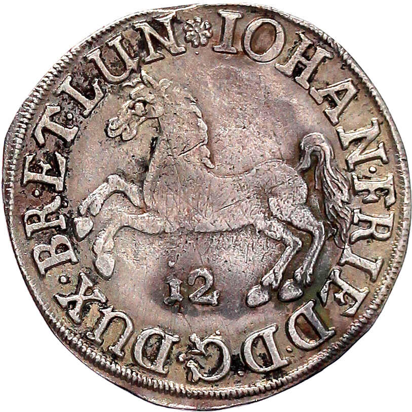 XII Mariengroschen Landmünze Feinsilber 1672, Springendes Roß. sehr ...