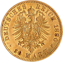 10 Mark 1880 H. gutes vorzüglich, kl. Randfehler, selten in dieser ...