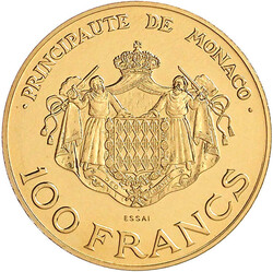 100 Francs ESSAI 1982. Porträts von Fürst Rainer III. und Erbprinz ...