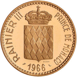 10 Francs Probe in Gold 1966 zum 100. Jahrestag des Spelunkenviertels ...