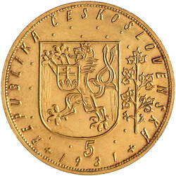 5 Dukaten 1931. Hl. Wenzel zu Pferd. 17,45 g. 986/1000. Auflage nur ...