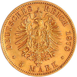 5 Mark 1878 A. vorzüglich/Stempelglanz, selten