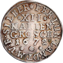 XII Mariengroschen Landmünze Feinsilber 1672, Springendes Roß. sehr ...