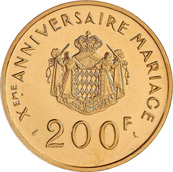 200 Francs 1966. 10. Hochzeitstag von Grace Patricia und Fürst ...