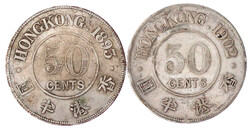 2 Stück: 50 Cents 1893 und 1902. beide schön/sehr schön und kl. ...