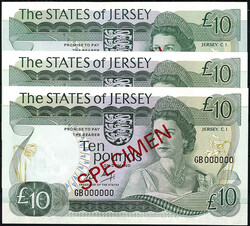 SPECIMEN, 6 Scheine zu je 3x 5 und 10 Pounds o.D. (1976-88). Alle mit ...