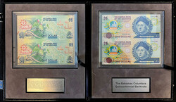 4x 1 Dollar 1992. Columbus Quincentennial. Gedenkbanknoten Set mit 2 ...