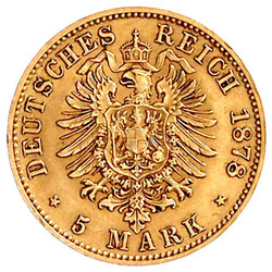 5 Mark 1878 A. sehr schön/vorzüglich, min. Randfehler