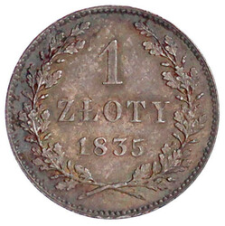 1 Zloty 1835 für Krakau. vorzüglich/Stempelglanz, schöne Patina
