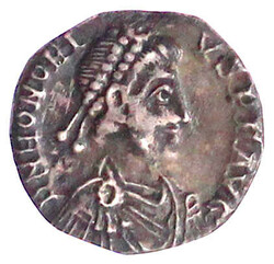 Siliqua 402 Mailand. Brb. r./Roma thront l. 1,06 g. sehr ...