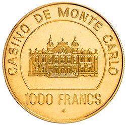 1000 Franc Gold Jubiläums-Chip 1979. 100 Jahre Casino de Monte Carlo ...