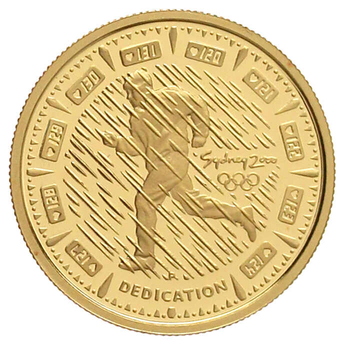 100 Dollars 2000, Olymp. Sydney, Läufer im Regen. 10 g. Feingold. In ...