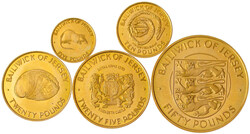 Münzen Set 1972, auf die Silberhochzeit, mit 5 Gold- und 4 ...