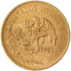 20 (Veinte) Pesos 1921 über 1911. Aztekischer Kalenderstein, 16,67 g ...