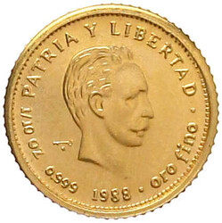10 Pesos 1988. Kopf n.r./Wappen. 3,11 g. 999/1000. Auflage nur 50 Ex. ...