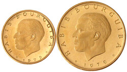 2 Stück: 5 und 10 Dinars 1979 mit französischer Legende. 9,41 g. ...