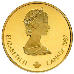 100 Dollars 1987, Olympische Winterspiele in Calgary 1988. 13,34 g., ...