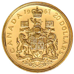 20 Dollars 1967. 100 Jahre Kanada. 18,27 g. 900/1000. PL