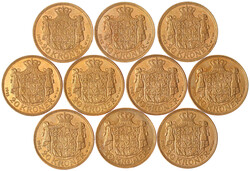 10 X 20 Kronen: 1909, 1912 (2), 1914 (3), 1915 (4). Je 8,96 g. ...
