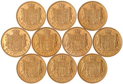 10 X 20 Kronen: 1909, 1912(2), 1914 (3), 1915 (4). Je 8,96 g. ...