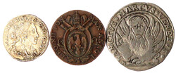 3 Münzen: Venedig Lirazza da 30 Soldi 1777, Fosdinovo Luigino 1667, ...