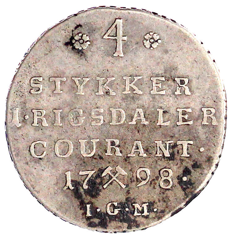 1/4 Rigsdaler (24 Skilling) 1798 IGM, Kongsberg. sehr schön, etwas ...