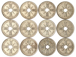 12 X Shilling Silber-Lochgeld aus 1935 bis 1945. meist vorzüglich