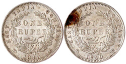 2 X Rupee 1840. beide vorzüglich/Stempelglanz
