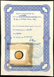 10 Mark 1893 A. Mit original Prüfungsattest von Kurt Jaeger vom 14 ...