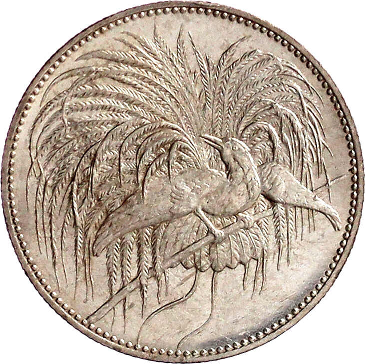 2 Neuguinea-Mark 1894 A, Paradiesvogel. fast Stempelglanz, min. ...
