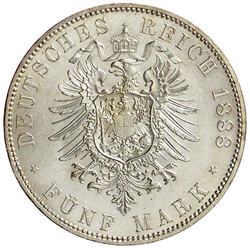 5 Mark 1888 A. fast Stempelglanz, Prachtexemplar, winz. Randfehler, ...