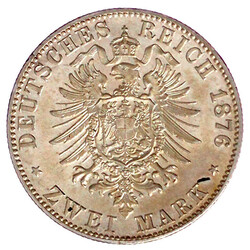 2 Mark 1876 C. Stempelglanz, Prachtexemplar, selten in dieser ...