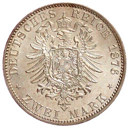 2 Mark 1876 A. fast Stempelglanz, Prachtexemplar