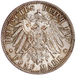 5 Mark 1907. Auf seinen Tod. fast Stempelglanz, Prachtexemplar mit ...