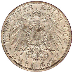 2 Mark 1904 A. Auflage nur 150 Ex. Polierte Platte, berieben und kl. ...