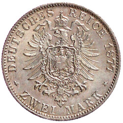 2 Mark 1877 G. Stempelglanz, Prachtexemplar