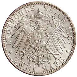 2 Mark 1907. Auf seinen Tod. fast Stempelglanz