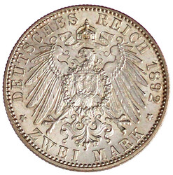 2 Mark 1892 G. prägefrisch/fast Stempelglanz, selten in dieser ...