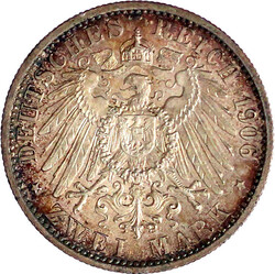 2 Mark 1906 A. fast Stempelglanz, herrliche Patina